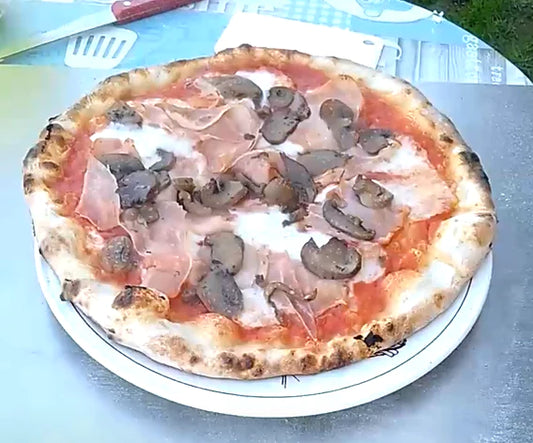 [ Q-Stoves Recipe ] PIZZA WITH PROSCIUTTO COTTO AND CHAMPIGNONS MUSHROOMS COOKED HAM